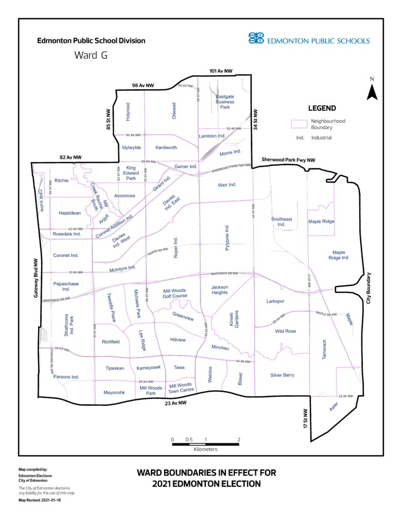 Map of Neighbourhoods in WARD G